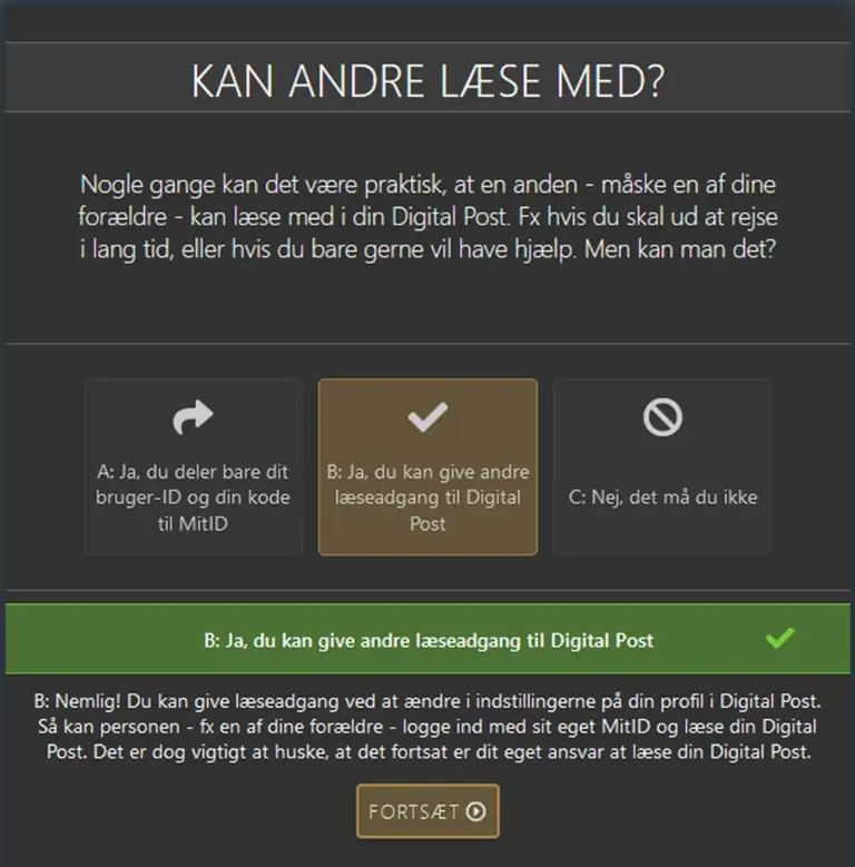 Sk&aelig;rmbillede, der viser, hvordan man kan quizze p&aring; hjemmesiden.